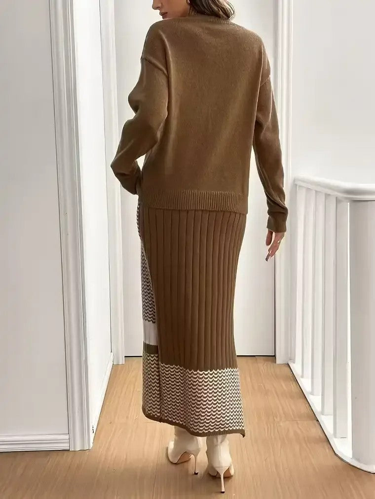 Women's Knitted Sweater and Skirt Set
