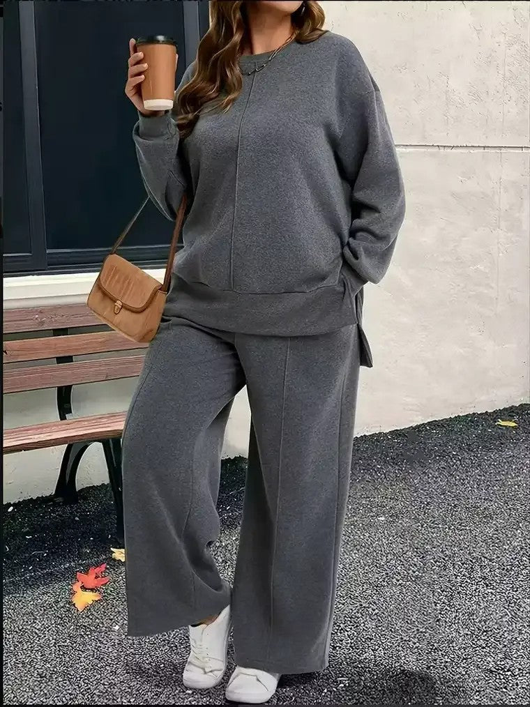 Cozy Wide-Leg Lounge Set – Two-Piece Relaxed Fit