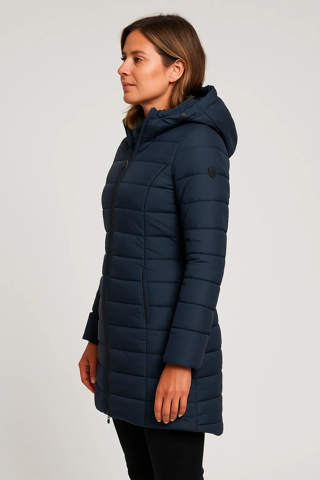 Essential Mid-Length Puffer Coat with Hood – Lightweight, Warm & Timeless