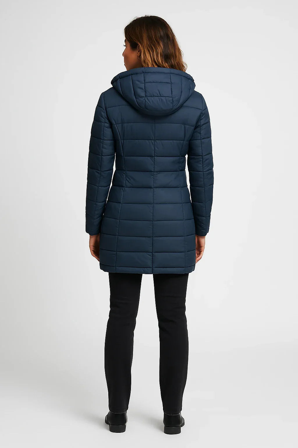 Essential Mid-Length Puffer Coat with Hood – Lightweight, Warm & Timeless