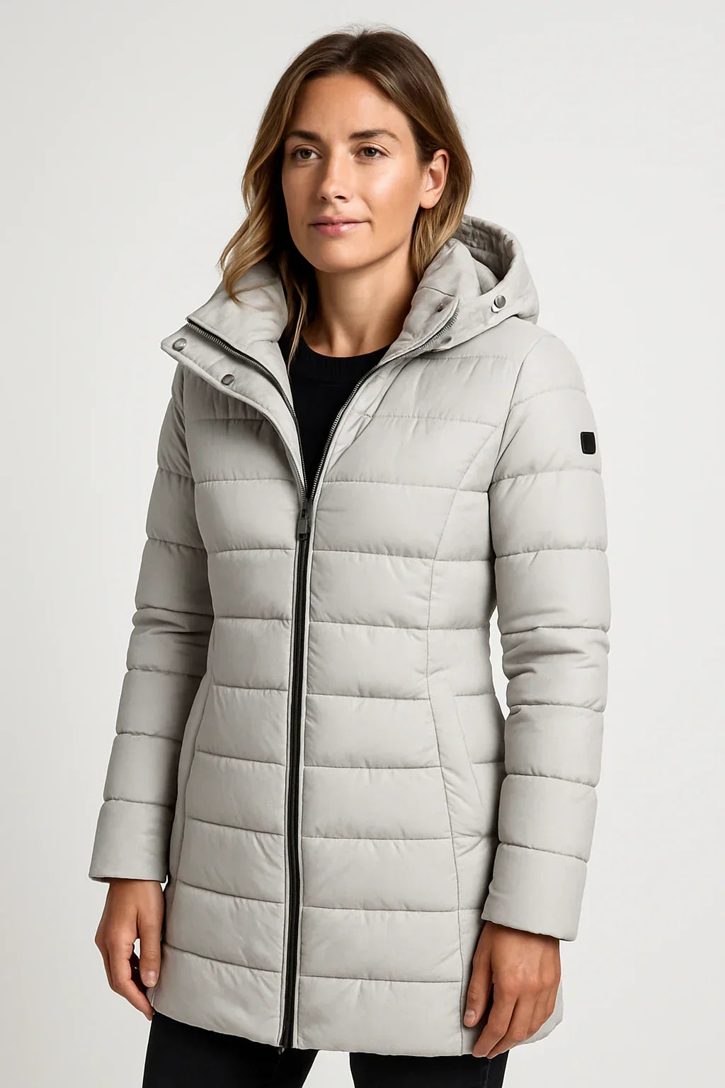 Essential Mid-Length Puffer Coat with Hood – Lightweight, Warm & Timeless