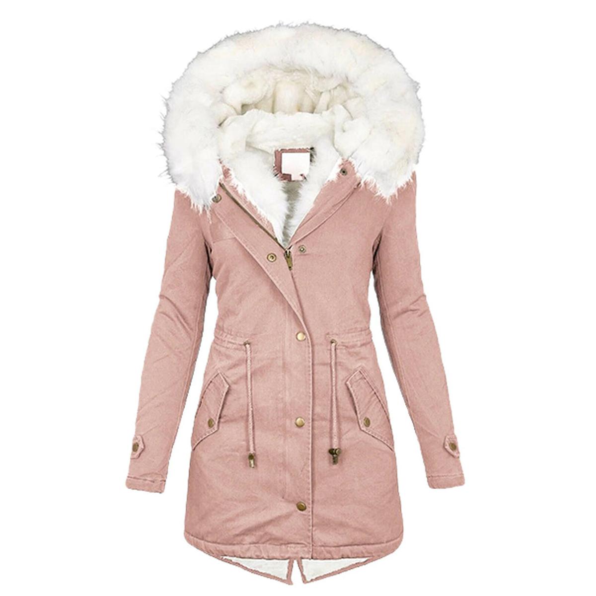 Women's Winter Jacket With Hood And Button Detail