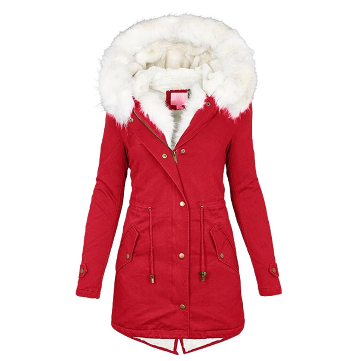 Women's Winter Jacket With Hood And Button Detail