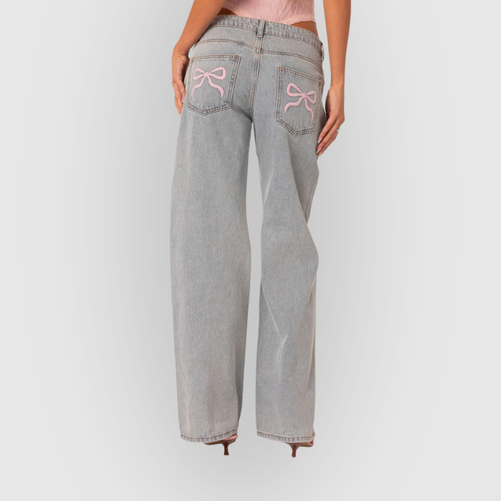 High-Waist Wide-Leg Relaxed Fit Women’s Gray Denim Jeans