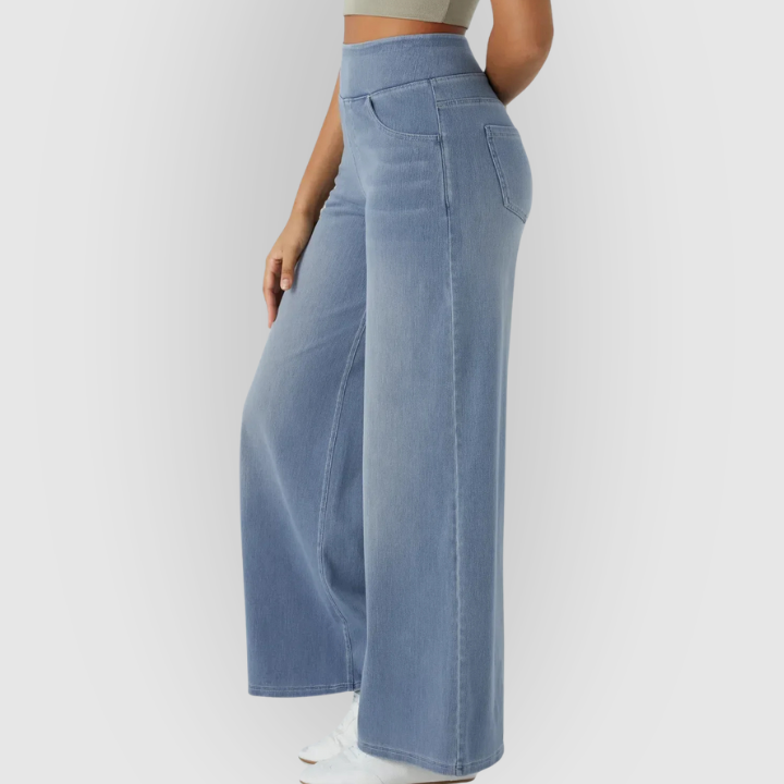 High-Waist Wide-Leg Stretch Denim Women’s Pants