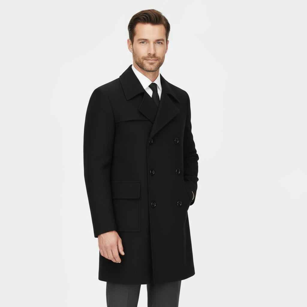 Men’s Double-Breasted Wool Overcoat – Premium, Tailored & Timeless