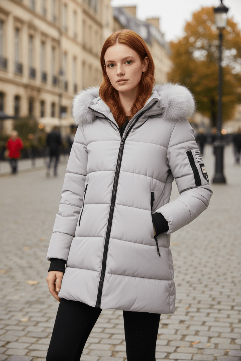 Alannah – Women’s Quilted Insulated Parka Jacket with Fur Collar