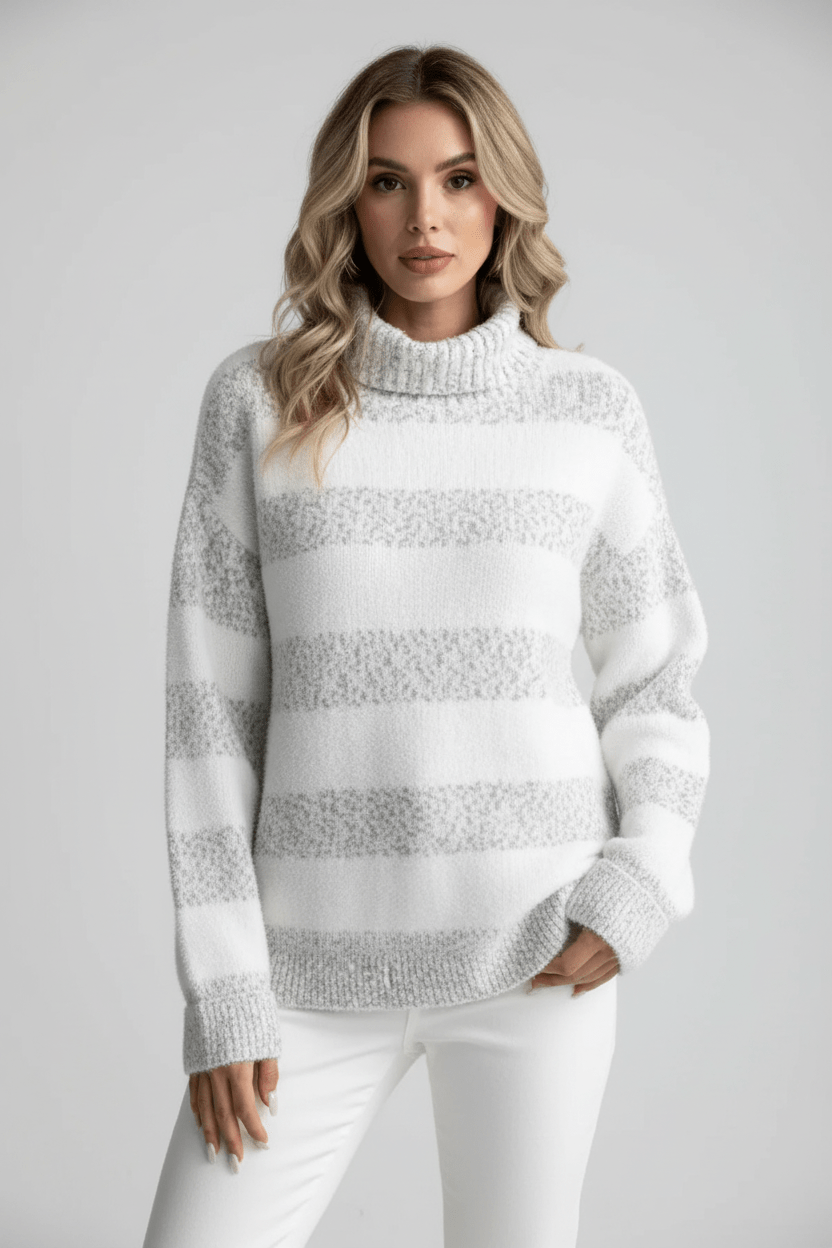 Striped Turtleneck Knit Sweater – Soft, Cosy & Timeless Fit