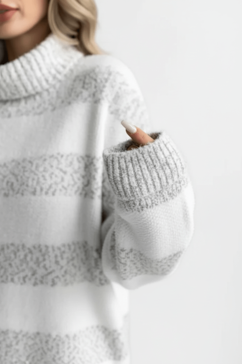 Striped Turtleneck Knit Sweater – Soft, Cosy & Timeless Fit
