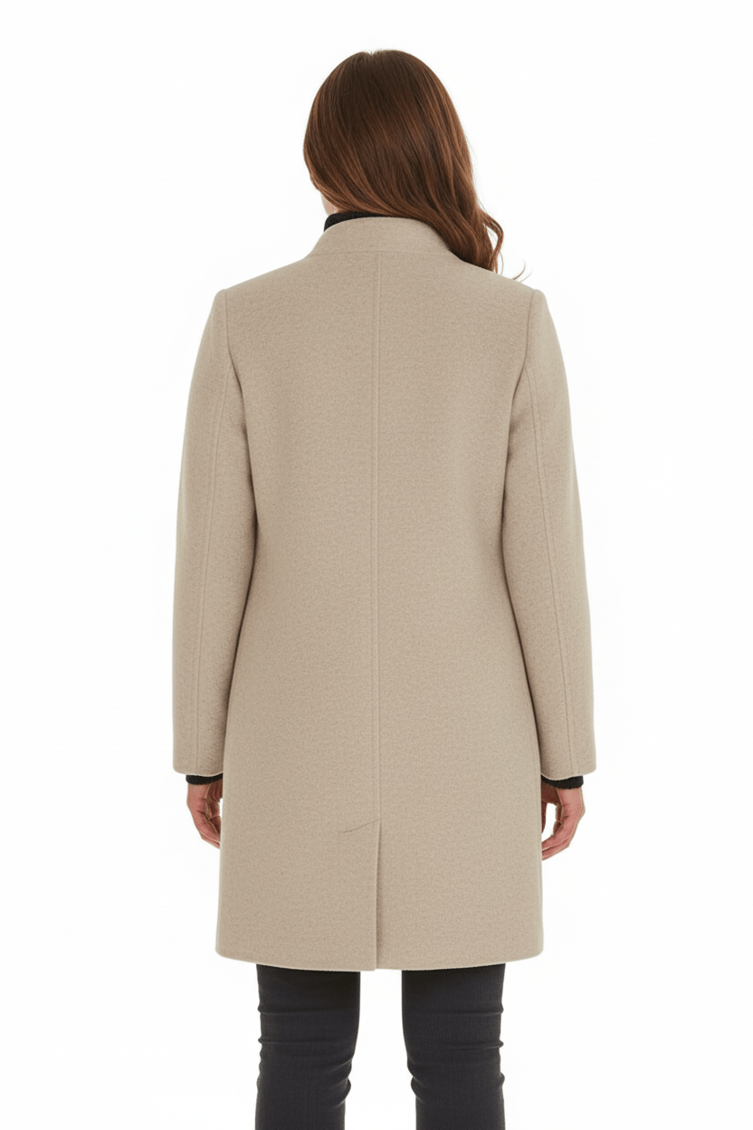 Elegant Stand-Collar Wool-Blend Coat – Timeless & Refined