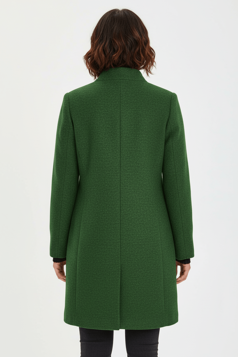 Elegant Stand-Collar Wool-Blend Coat – Timeless & Refined