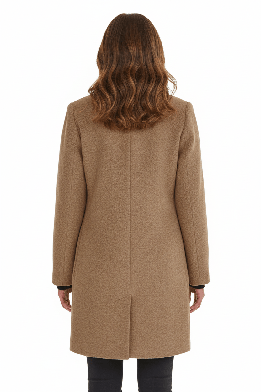 Elegant Stand-Collar Wool-Blend Coat – Timeless & Refined
