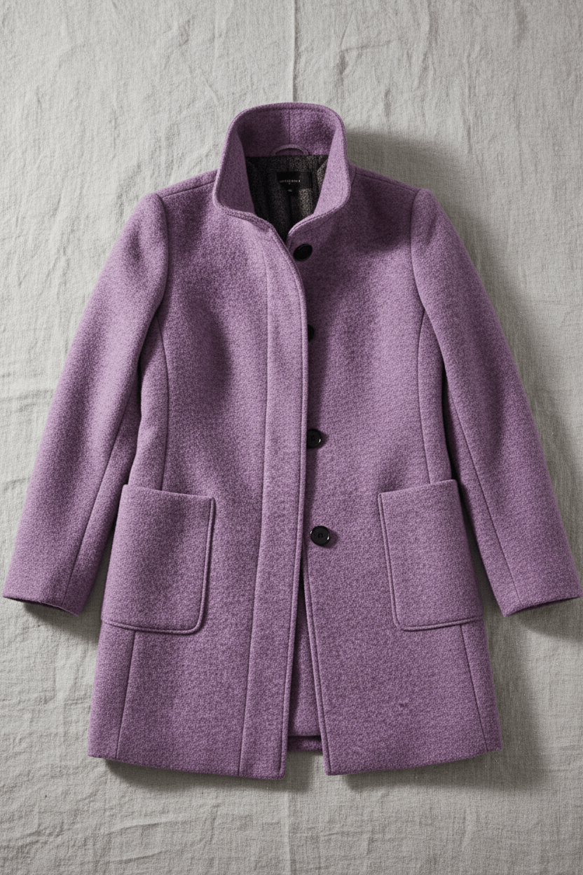 Elegant Stand-Collar Wool-Blend Coat – Timeless & Refined