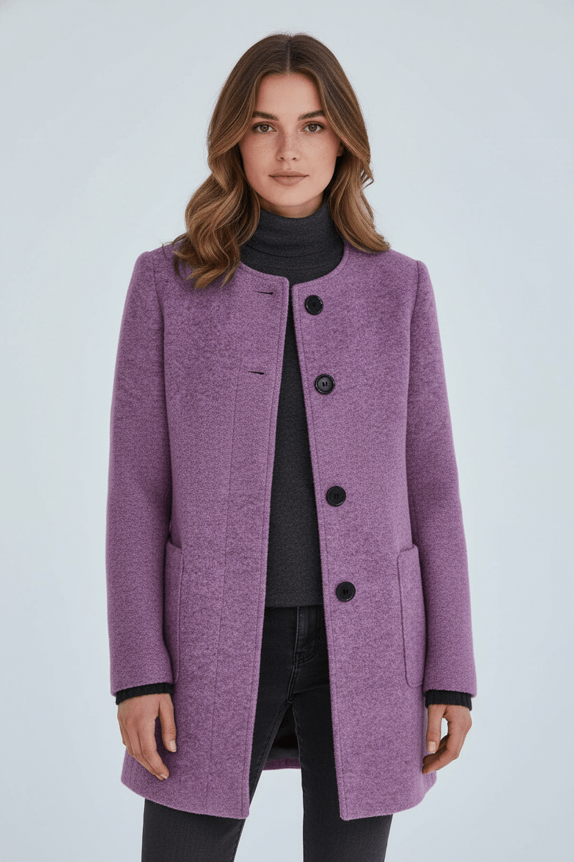 Elegant Stand-Collar Wool-Blend Coat – Timeless & Refined
