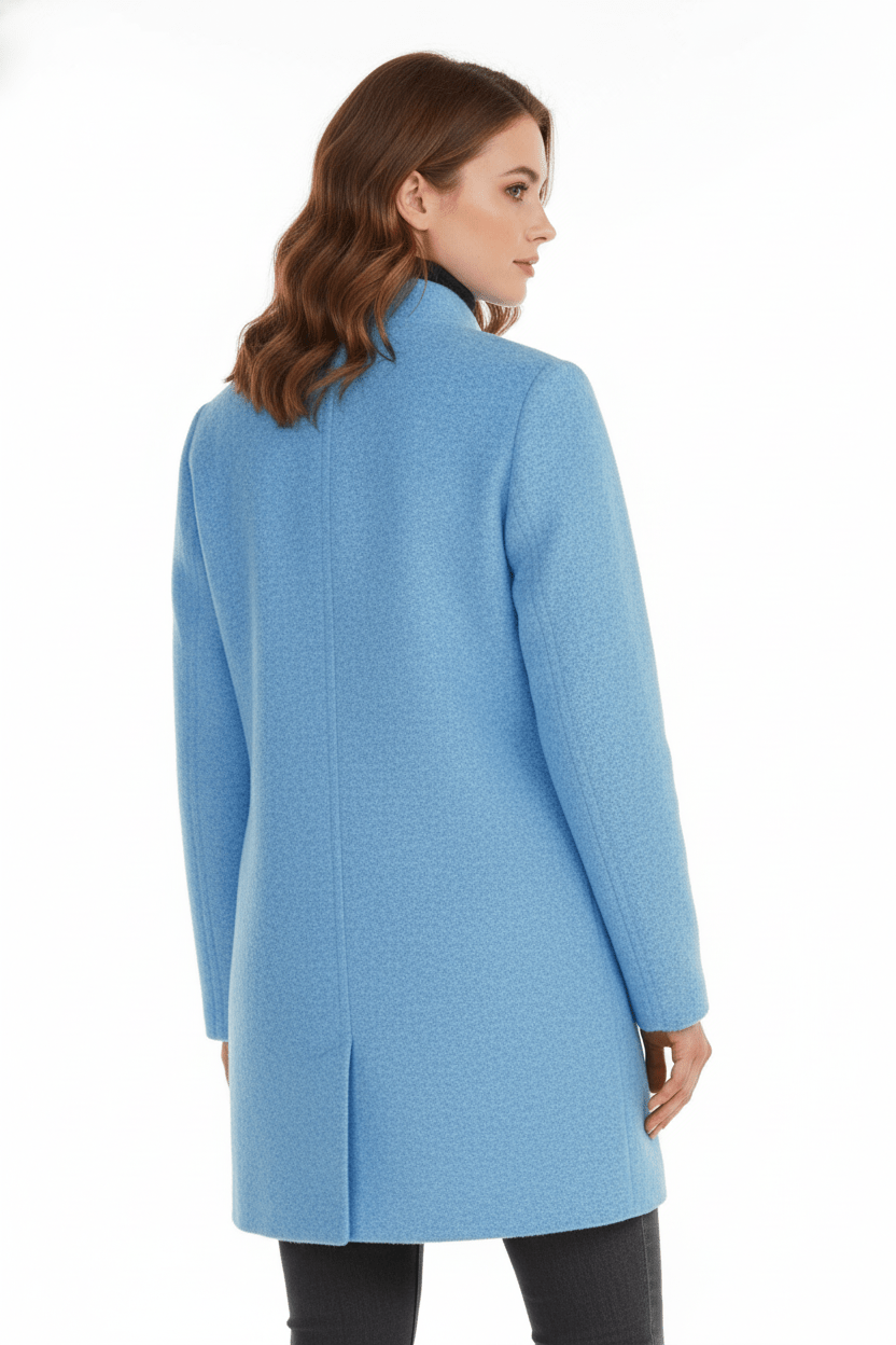 Elegant Stand-Collar Wool-Blend Coat – Timeless & Refined