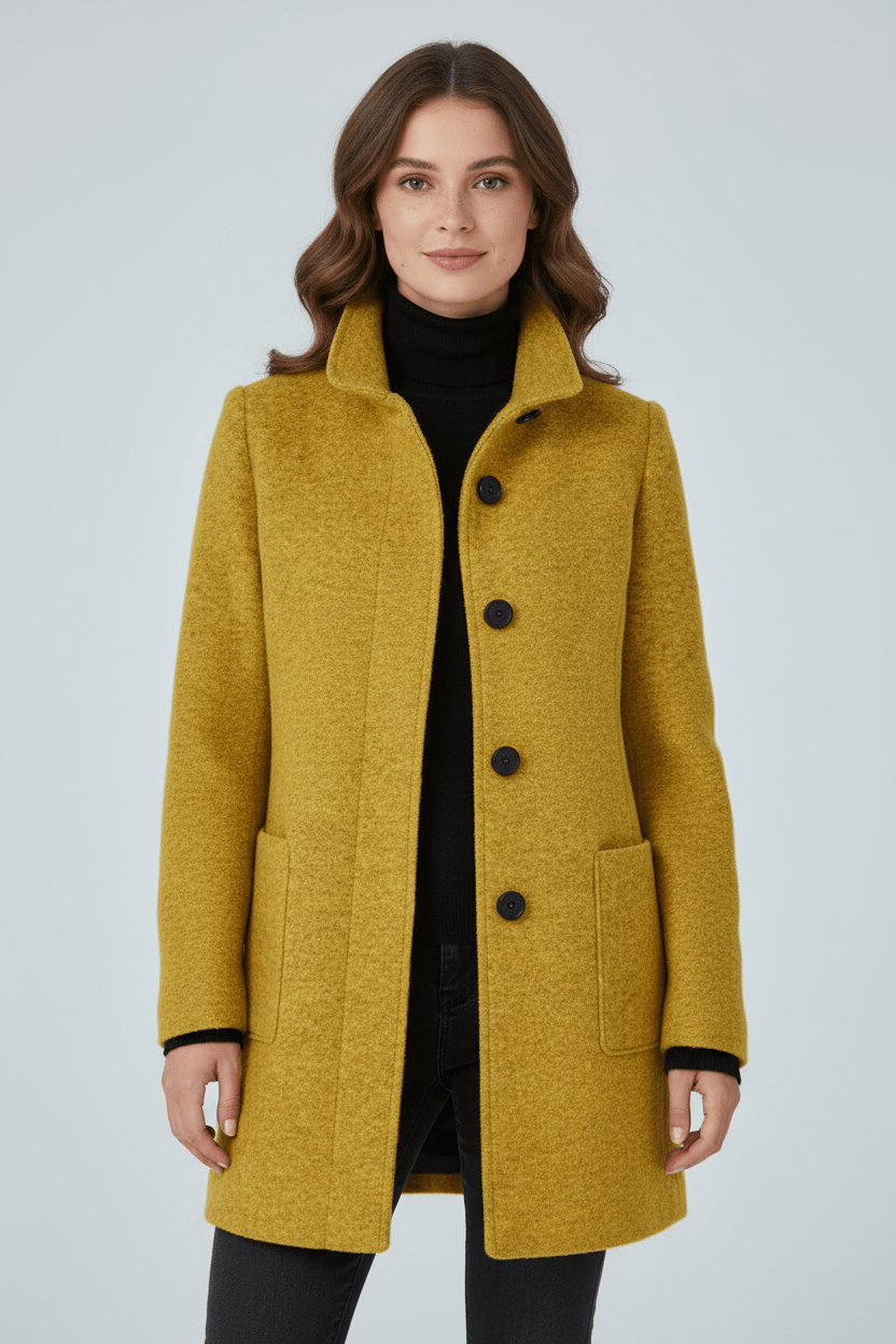 Elegant Stand-Collar Wool-Blend Coat – Timeless & Refined