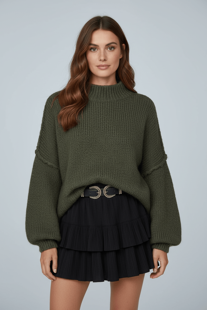 Women’s Oversized Knit Jumper with Balloon Sleeves