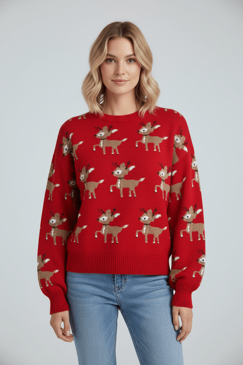 Festive Reindeer Knit Jumper – Cozy, Fun & Perfect for the Season
