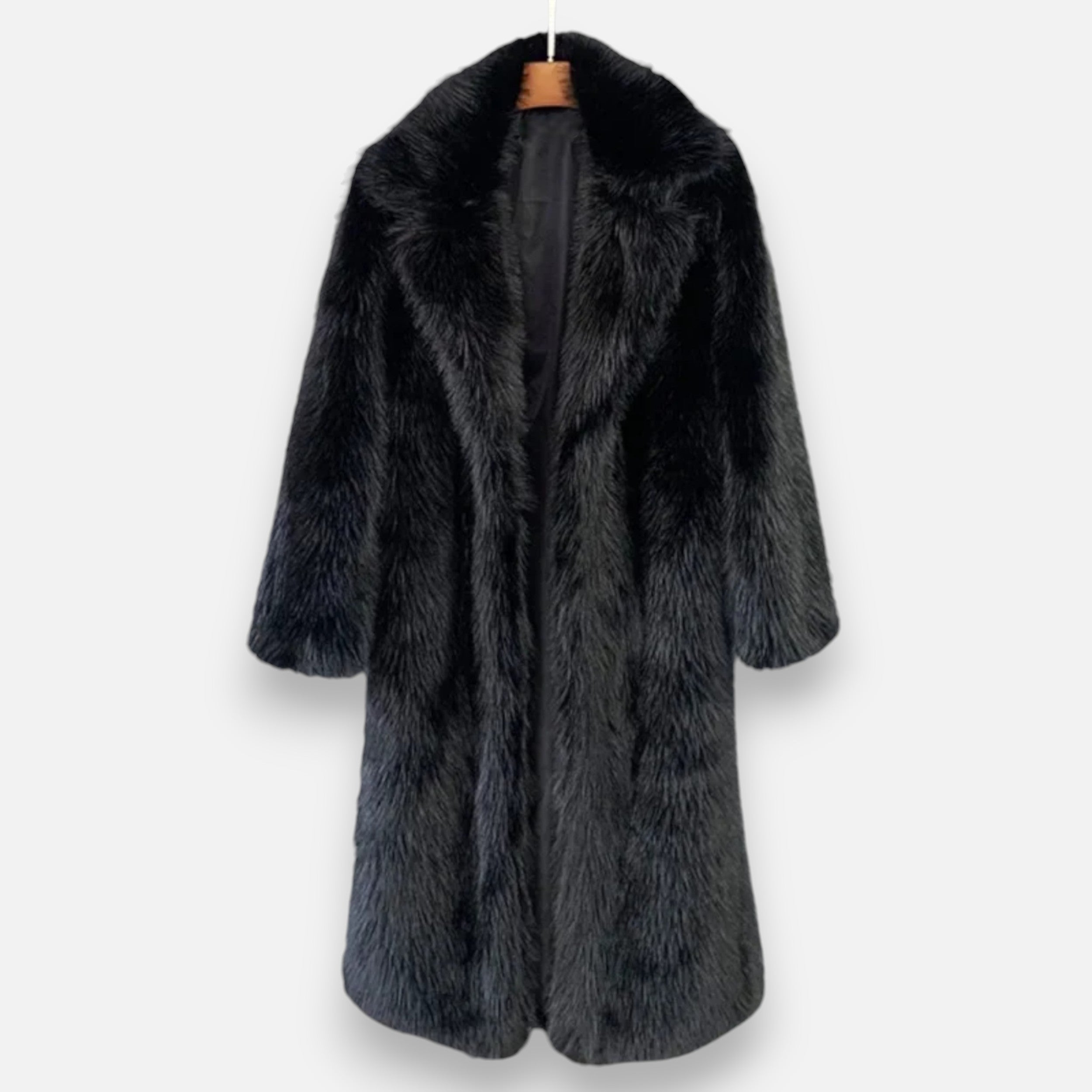 Luxury Long Faux Fur Coat – Women's Elegant Winter Comfort