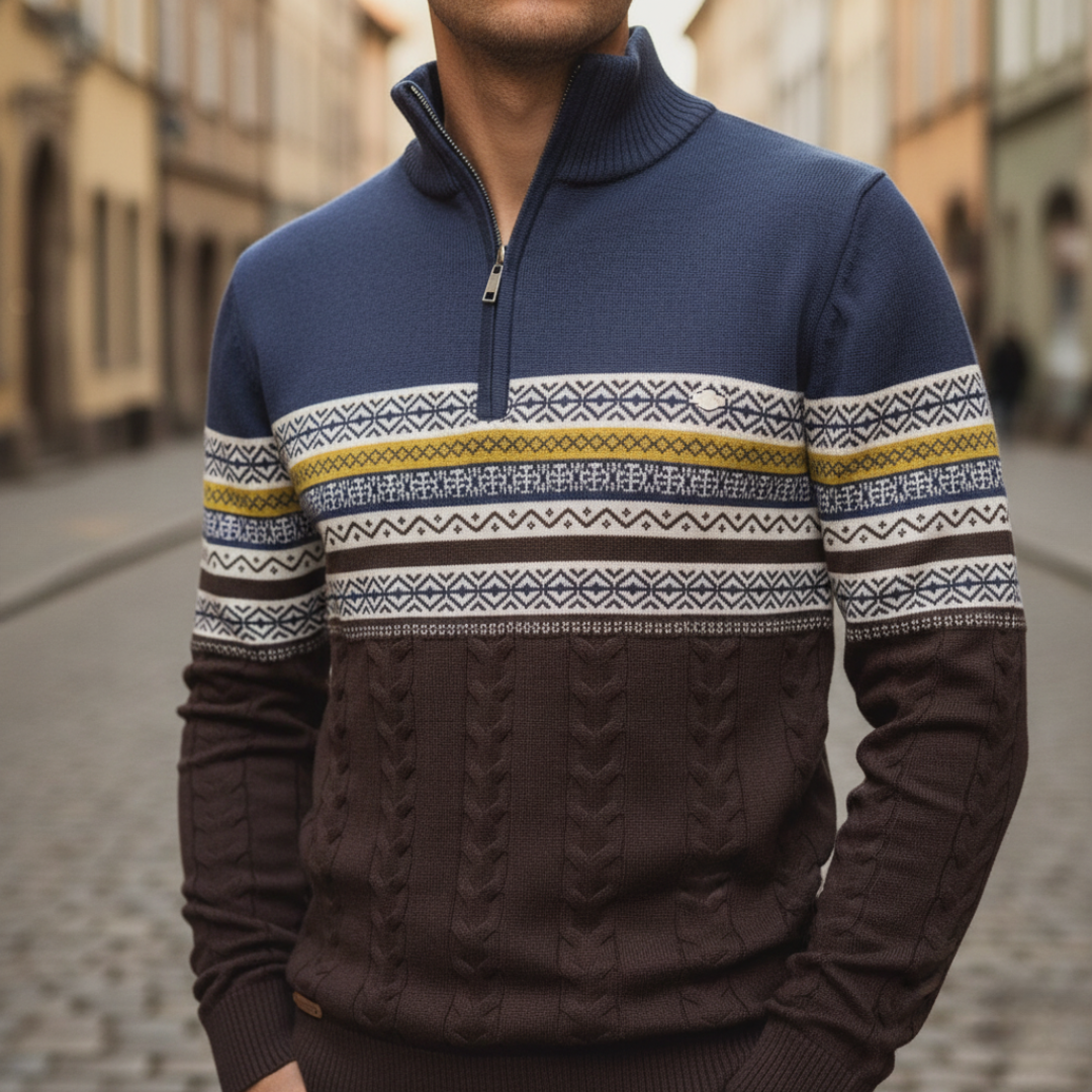 Heritage Half-Zip Cable Knit Sweater – Premium Men’s Knitwear