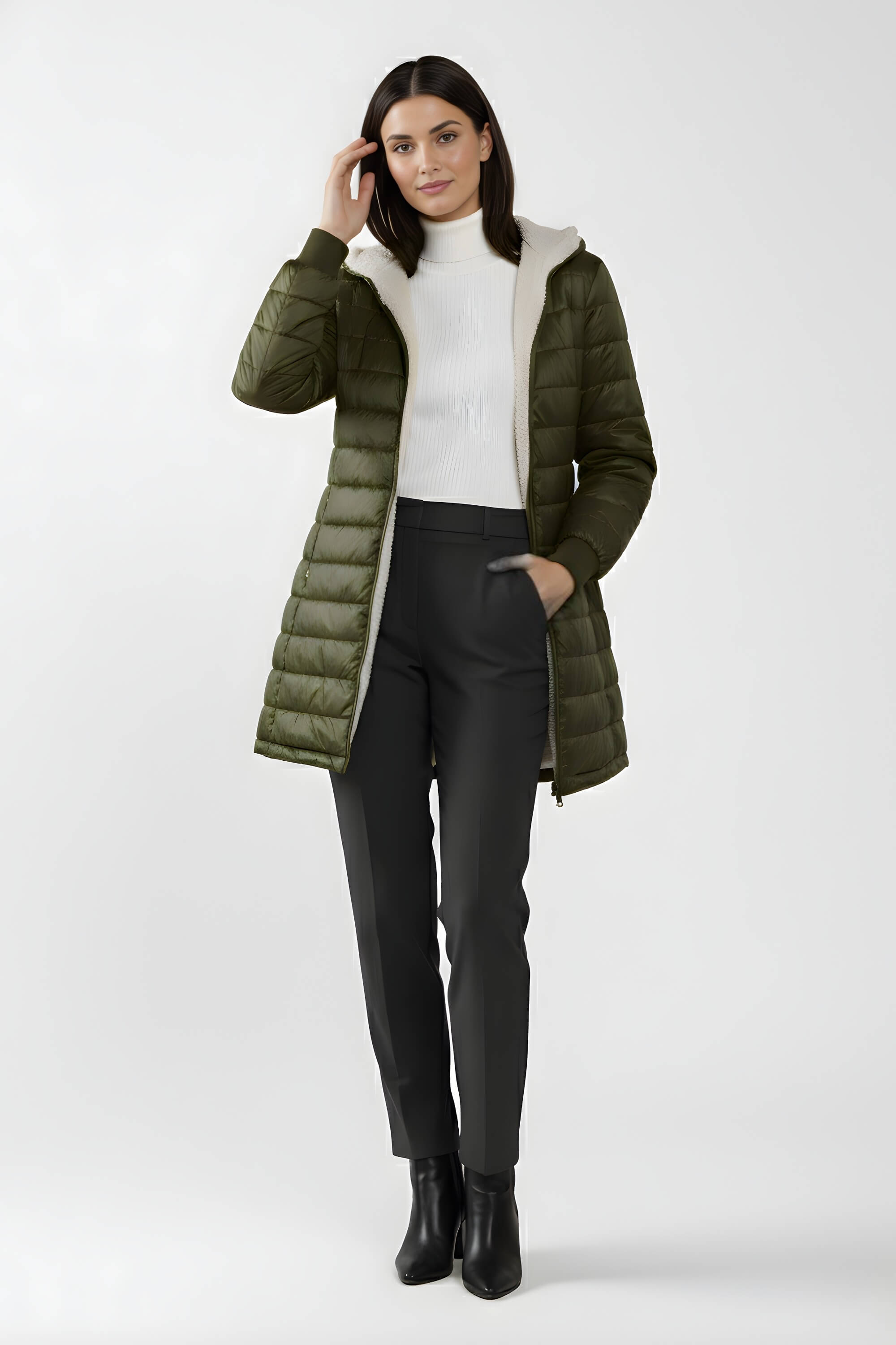 Long Puffer Coat with Soft Fleece Lining – Warm, Lightweight & Weather-Ready