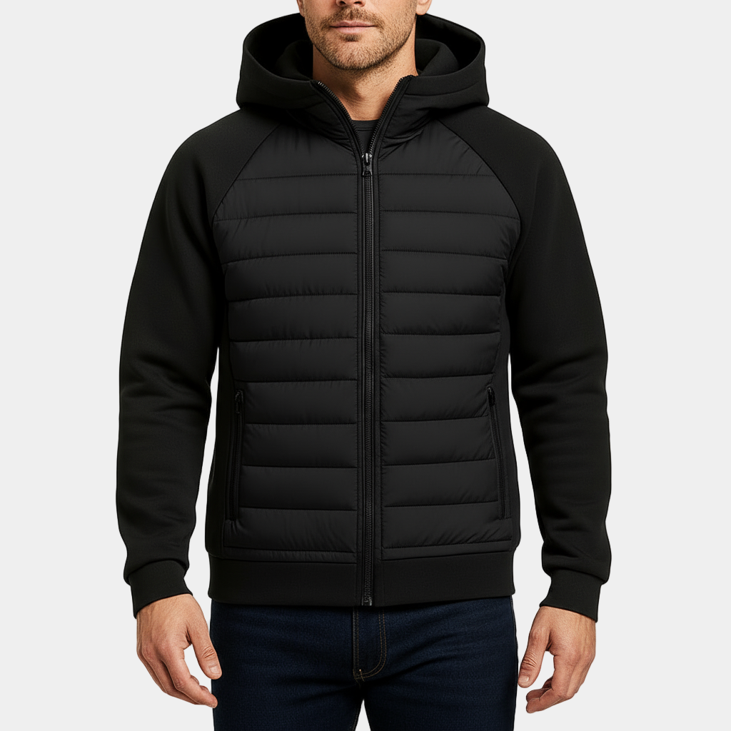 Men’s Hybrid Puffer Hoodie – Warm, Lightweight & Modern Everyday Wear