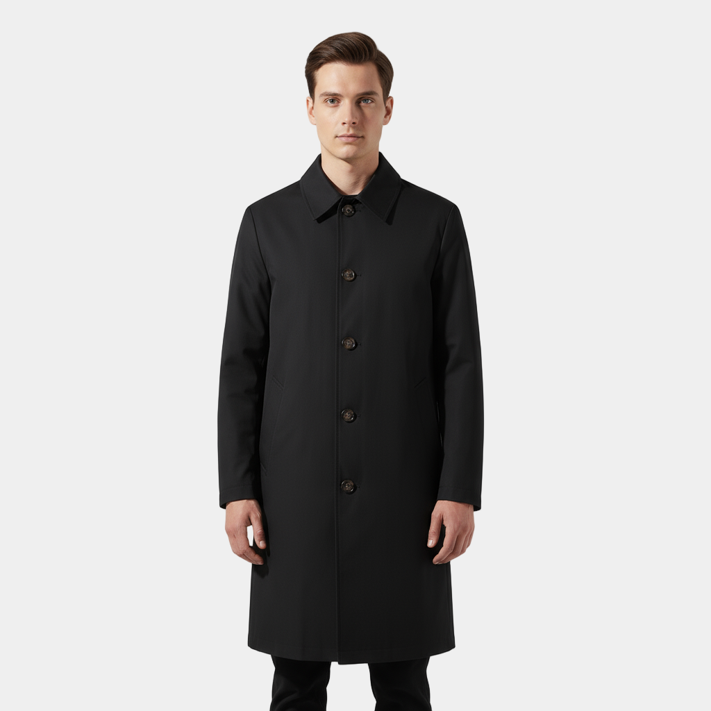 Men’s Classic Long Overcoat – Tailored, Elegant & Weather-Resistant