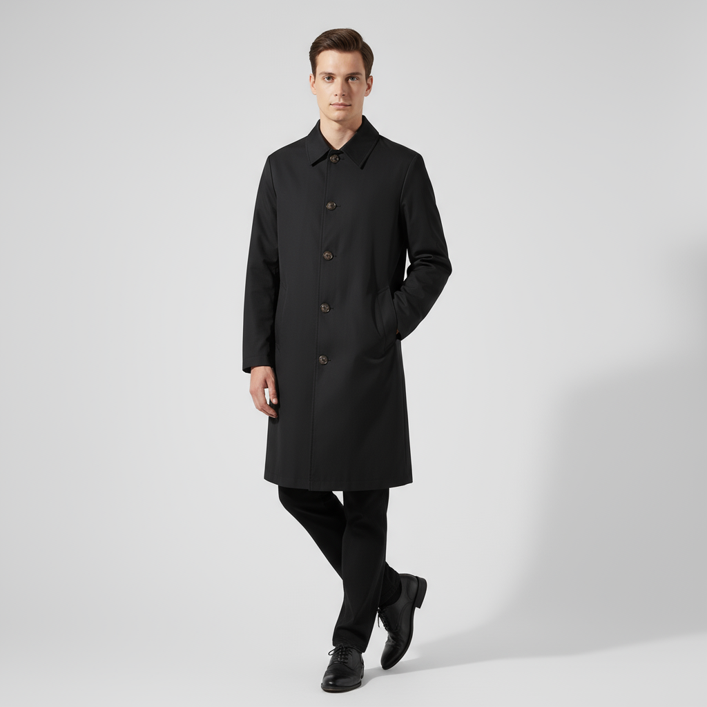 Men’s Classic Long Overcoat – Tailored, Elegant & Weather-Resistant