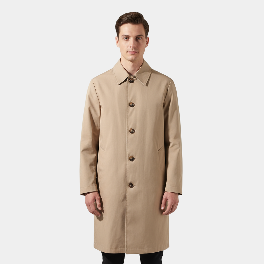 Men’s Classic Long Overcoat – Tailored, Elegant & Weather-Resistant