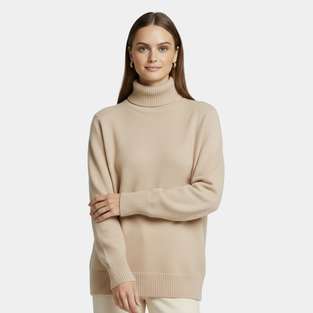 Classic Black Turtleneck Knit Sweater for Women