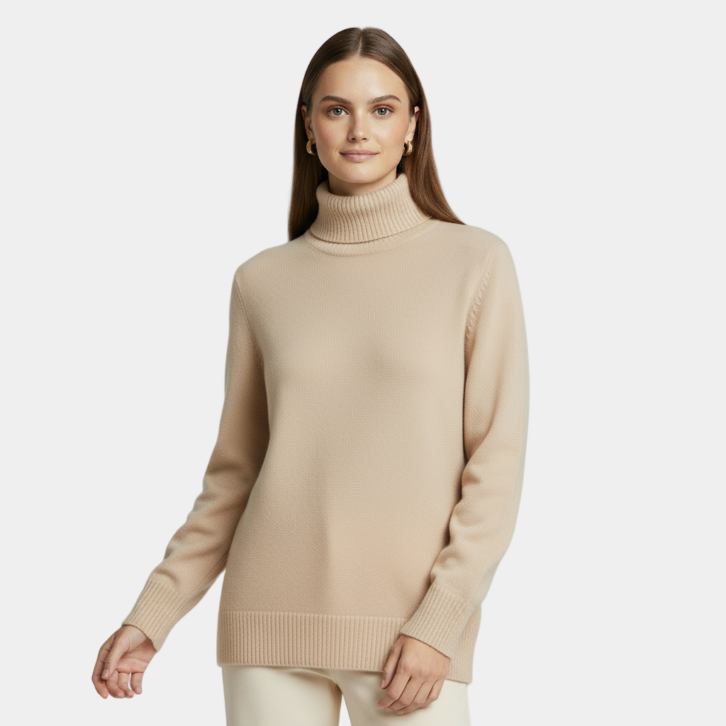 Classic Black Turtleneck Knit Sweater for Women