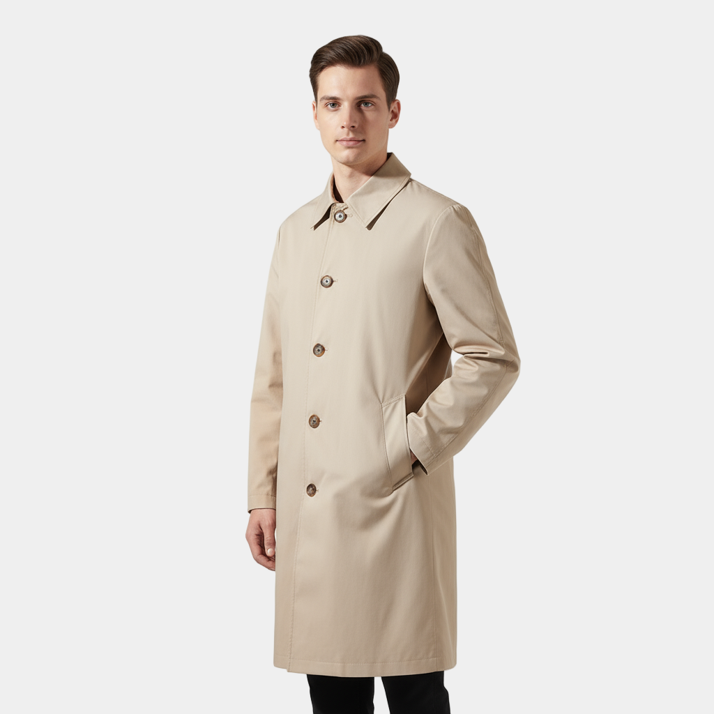 Men’s Classic Long Overcoat – Tailored, Elegant & Weather-Resistant
