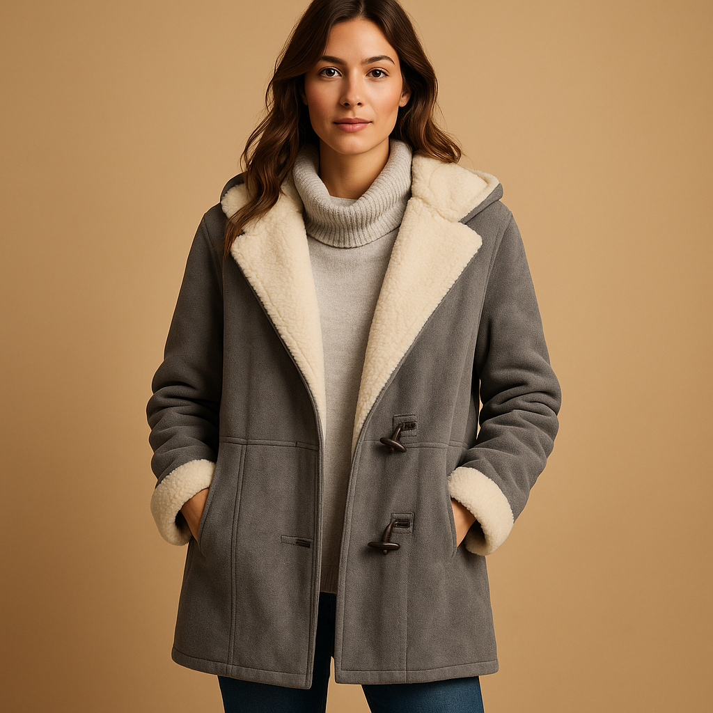 Warm Shearling-Lined Toggle Coat – Stylish, Soft & Winter-Ready