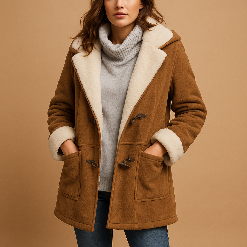 Warm Shearling-Lined Toggle Coat – Stylish, Soft & Winter-Ready