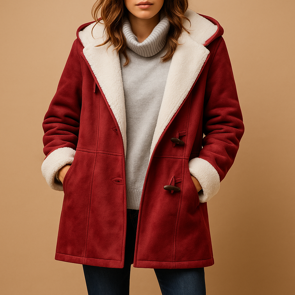Warm Shearling-Lined Toggle Coat – Stylish, Soft & Winter-Ready