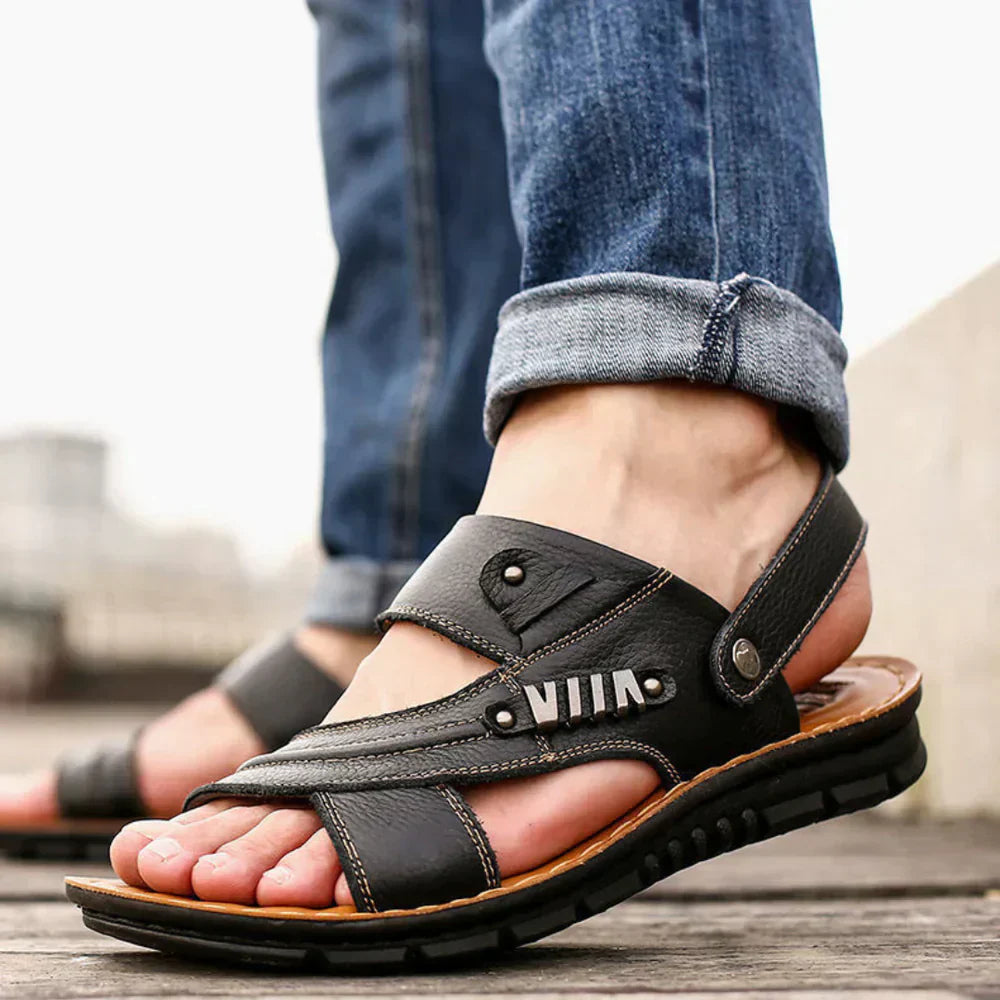 Men’s Leather Outdoor Sandals – Casual Comfort for Summer Days