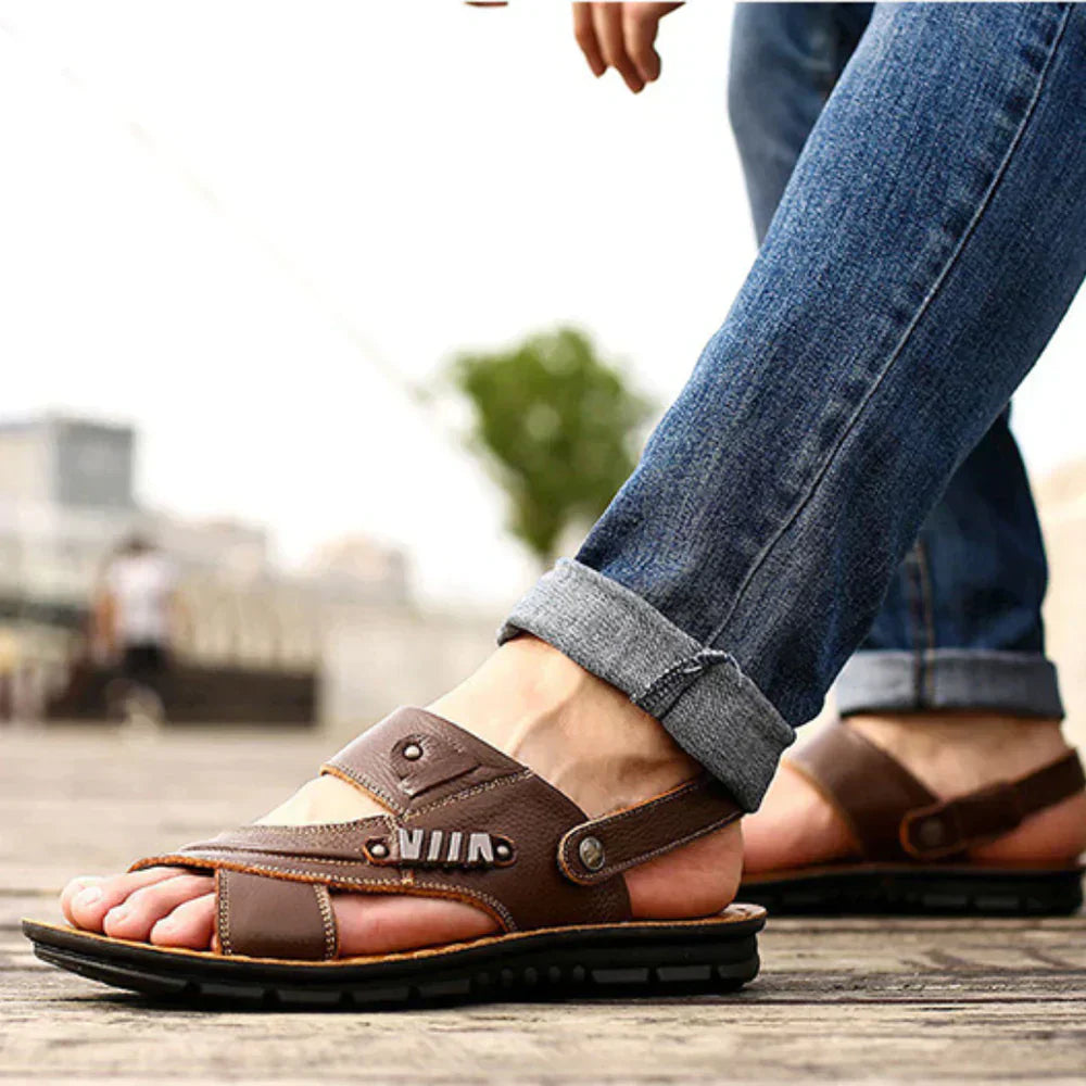 Men’s Leather Outdoor Sandals – Casual Comfort for Summer Days