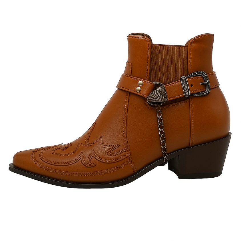 Men’s Western Chain Ankle Boots – Classic Edge with Modern Flair