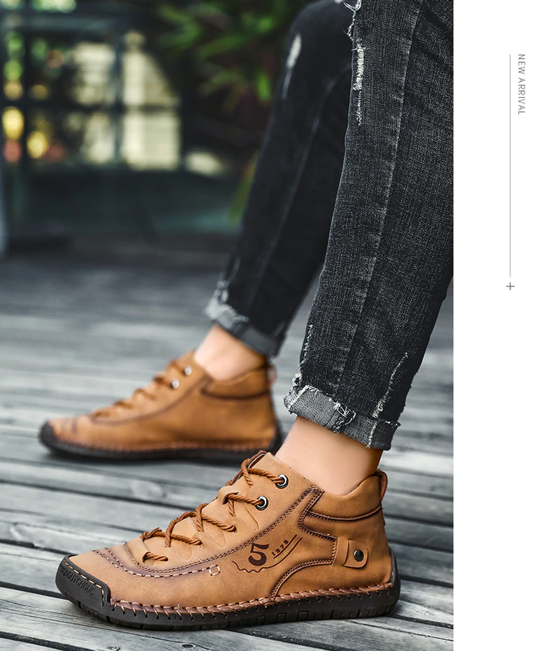 Men’s Casual Leather Shoes – Hand-Stitched Comfort & Rugged Style