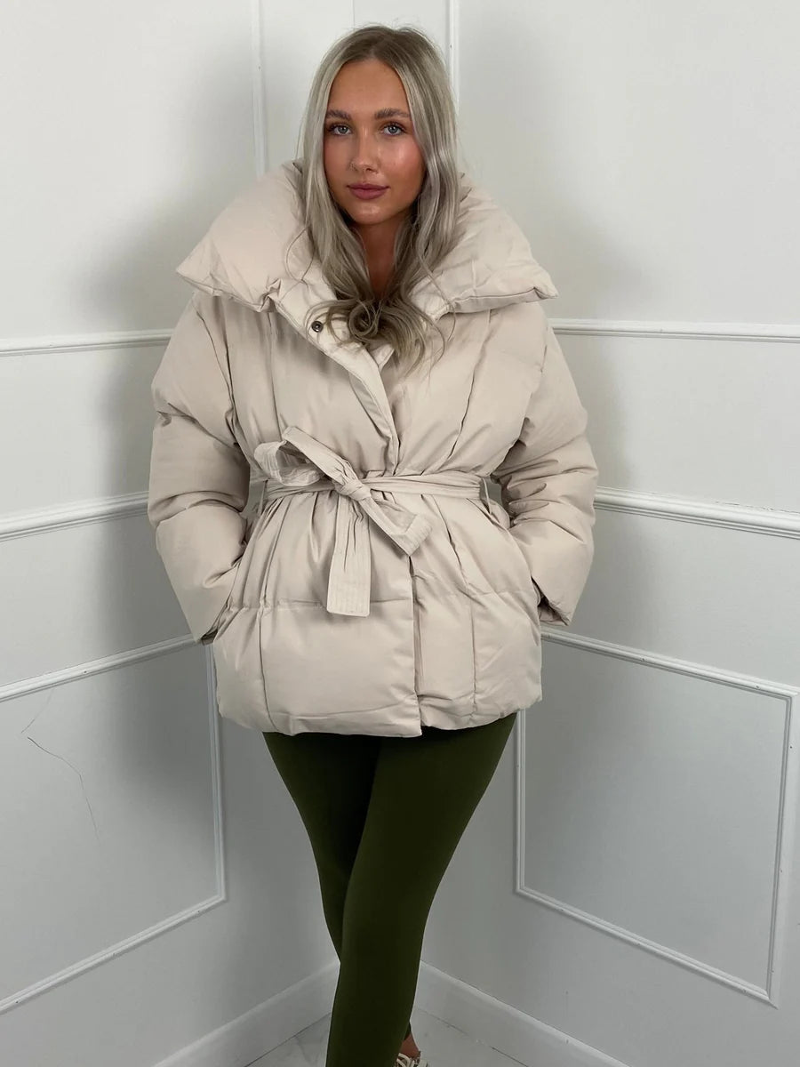 BeltedWarm Elegant Puffer Coat – Women’s Winter Jacket