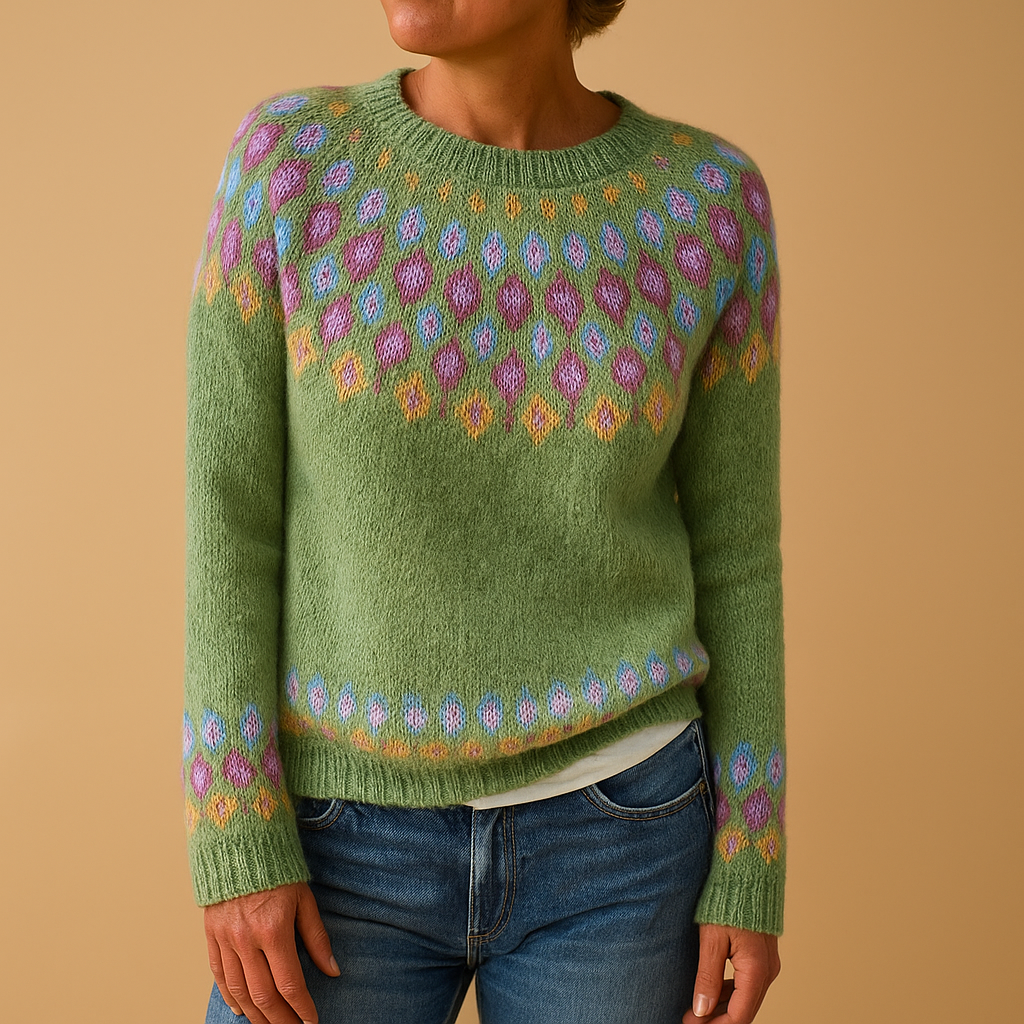 Soft Knit Pastel Pattern Sweater – Cozy Nordic-Inspired Jumper
