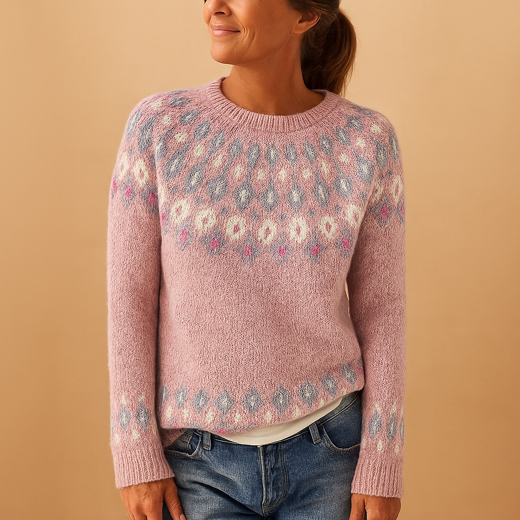 Soft Knit Pastel Pattern Sweater – Cozy Nordic-Inspired Jumper