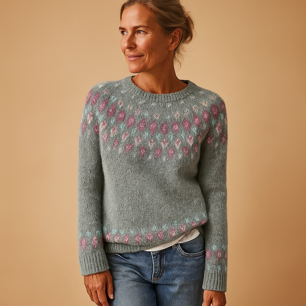 Soft Knit Pastel Pattern Sweater – Cozy Nordic-Inspired Jumper
