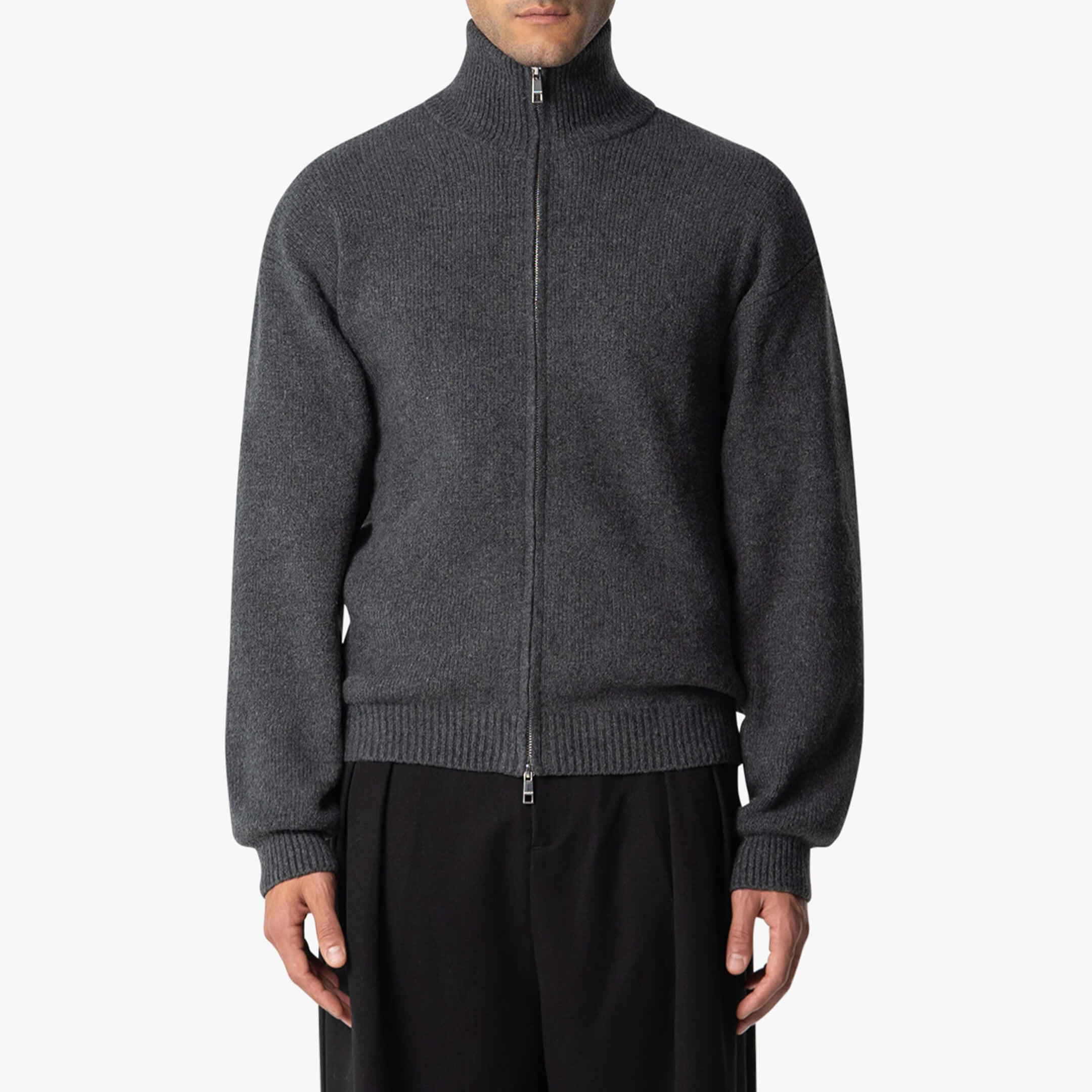 Premium Zip-Up Knitted Jacket for Men – High Neck & Timeless Comfort