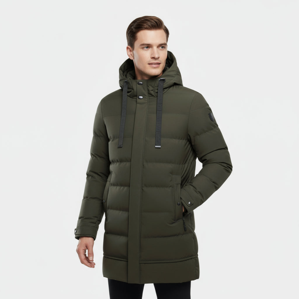 Men’s Longline Puffer Coat – Ultra-Warm, Windproof & Winter Protection
