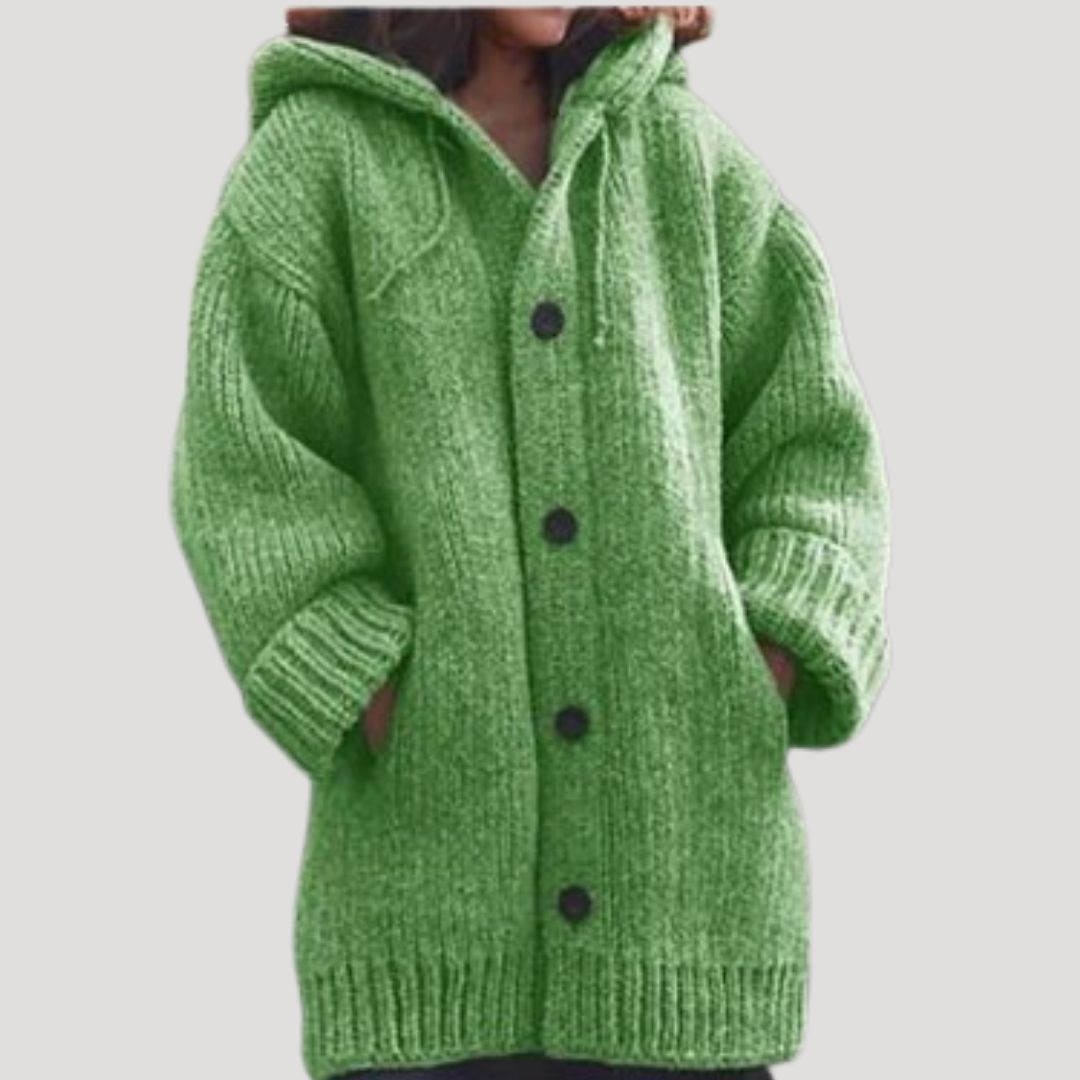 Women’s Oversized Knit Hooded Cardigan – Cozy Button-Up Edition