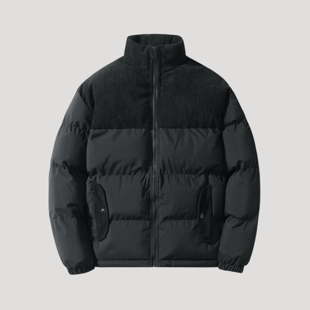 Corduroy Panel Puffer Jacket – Winter Comfort Edition