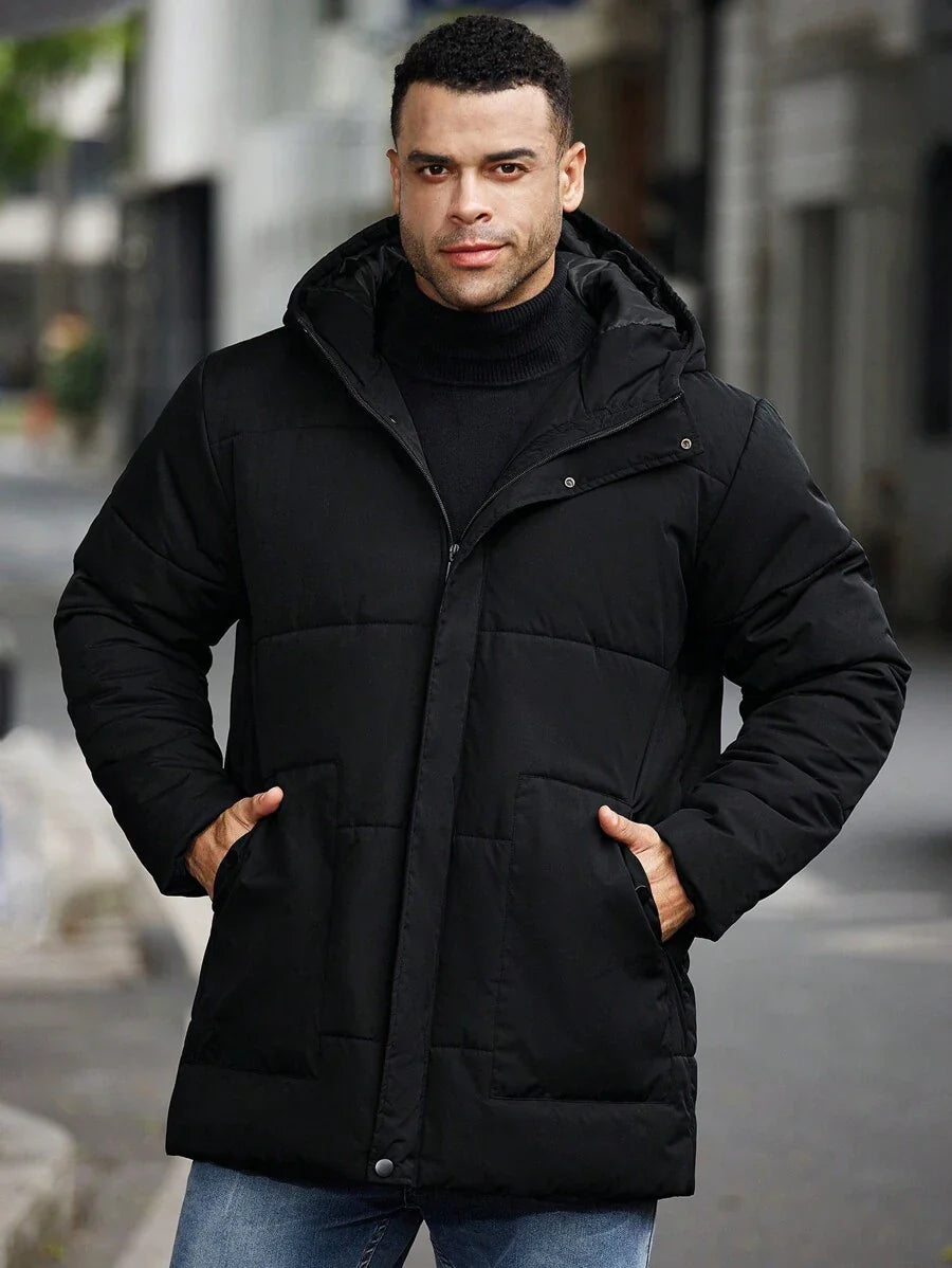 Men’s Heavy Puffer Parka – Thermal Winter Coat with Hood
