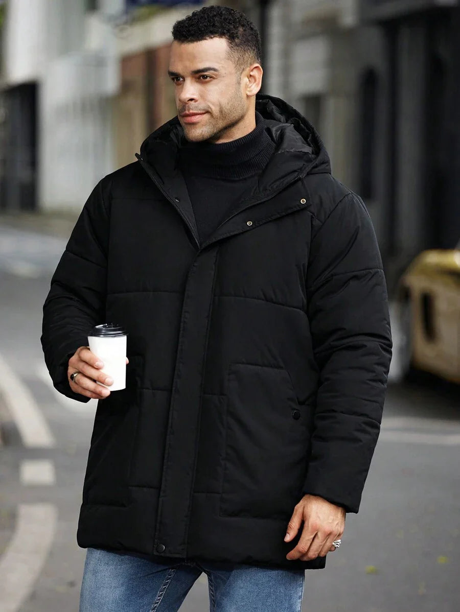 Men’s Heavy Puffer Parka – Thermal Winter Coat with Hood