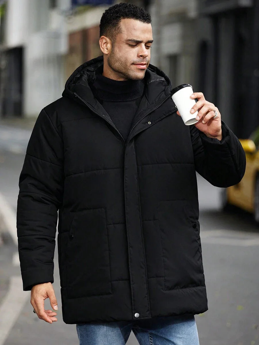 Men’s Heavy Puffer Parka – Thermal Winter Coat with Hood
